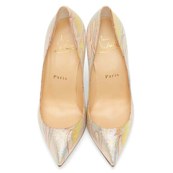 Christian Louboutin Pigalle Follies 100 Lurex Flame Orange Red Heel Pump 36.5 - Picture 6 of 12